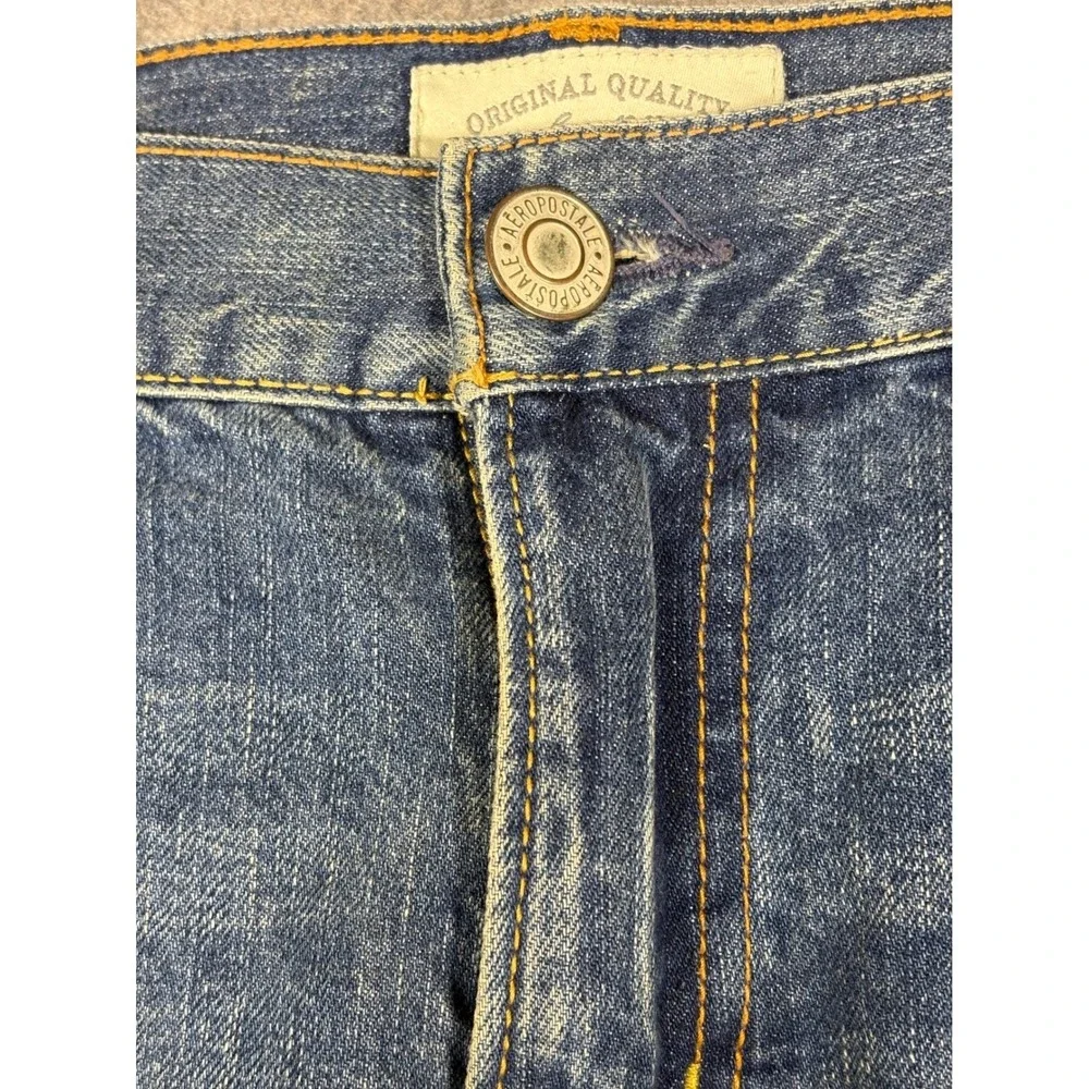 Aeropostale Bowery‎ Slim Straight Distressed Ripped Jeans Mens Size 34x32
